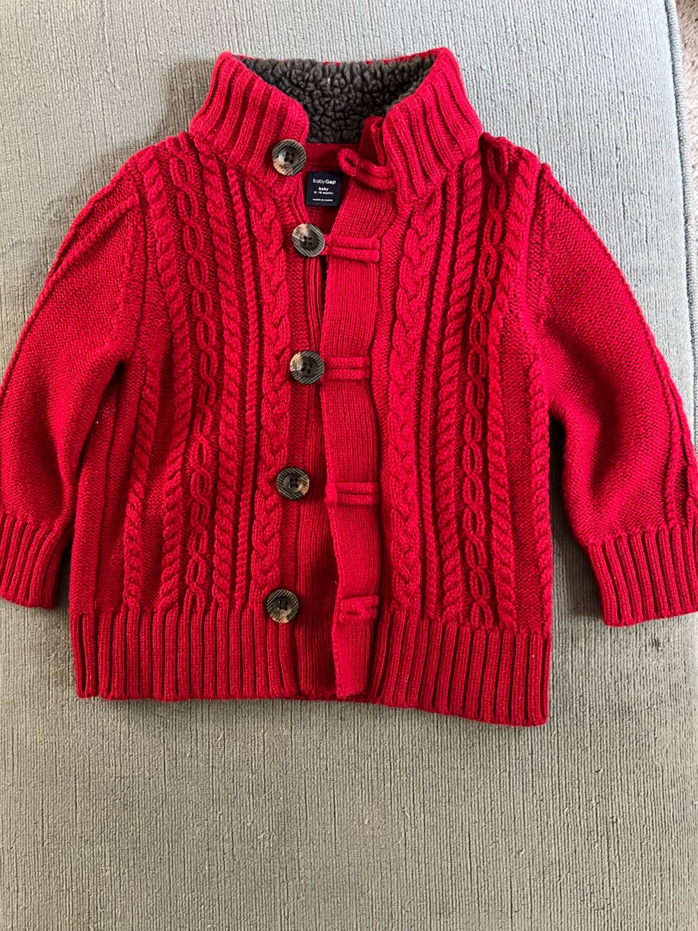 Red Cable-Knit Button Cardigan - GAP